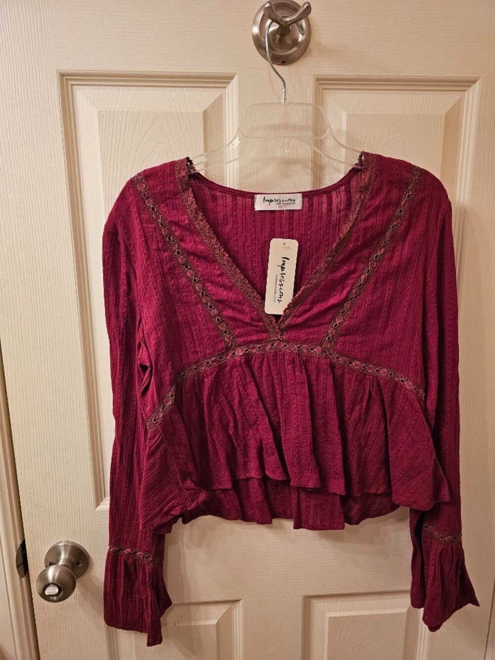 NWT Impressions Small Deep Red Blouse
